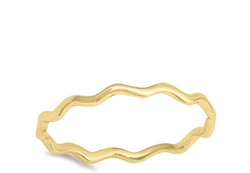 CHOOSE YOUR COLOR Sterling Silver Wave Stacking Ring2