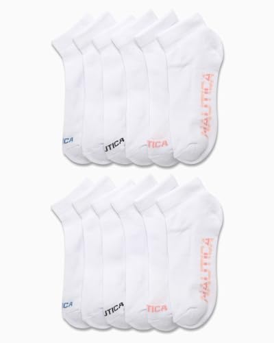 Image of Nautica Women's Quarter Cut Moisture Control Athletic Socks with Cushioned Comfort (12 Pack)