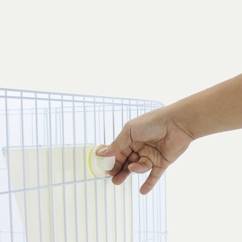 Comedero para conejos de plastico y acero que reduce desperdicio 6