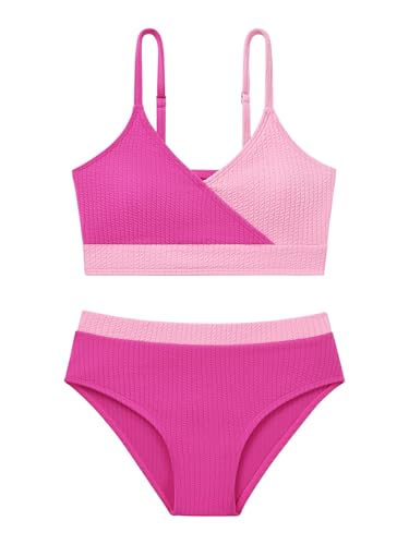 Image of Girl's 2 Piece Swimsuit Solid Spaghetti Strap Bikini Sets Beach Bathing Suit Swimwear for Teen Girls