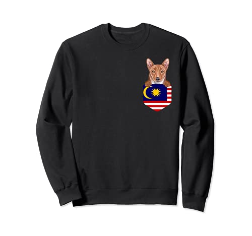 Malaysia Flag Basenji Dog In Pocket Sweatshirt, Black
