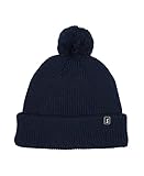 PGA TOUR Men's Knit Beanie Hat, Black Iris Navy with Pom Pom, One Size