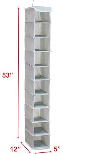Simple Houseware 10 Shelves Hanging Shoes Organizer Holder for Closet, Grey