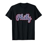 Script Philly Logo Philadelphia PA Blue Red & White Logo T-Shirt
