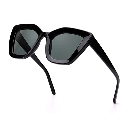 Myiaur Fashion Sonnenbrille für Damen Polarisierten UV-Schutz Frauen Katzenauge Sonnenbrille…(Schwarz) Cover