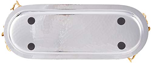 Elegance Golden Vine Hammered Stainless Steel Oval Tray, 15.25 By 5.75-Inch, Silver/Gold #TOP2