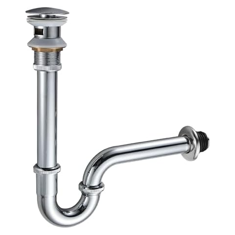 MENATT Bathroom Basin Sink Stopper U Shape Bottle Trap，Adjustable Height 1-1/4 inch Slip Inlet Drain, Sink Waste Drain P Trap Set with Overflow, Chrome Cover