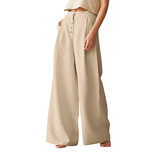 Pantalon en coton et lin femme taille haute pour week-end et vacances au soleil