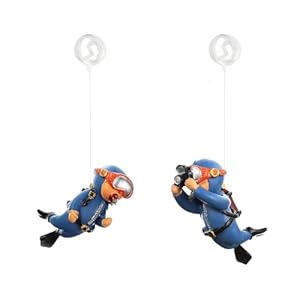 Foodie Puppies 2pcs Aquarium Resin Cute Diver Combo of Cute Little Diver Decoration for Home Office, Creative Fish Tank Accessories, Decorations, Marine Landscaping