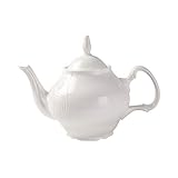 Pulchritudie Fine Porcelain White Teapot with Stainless Steel Infuser Filter, 34 Ounces