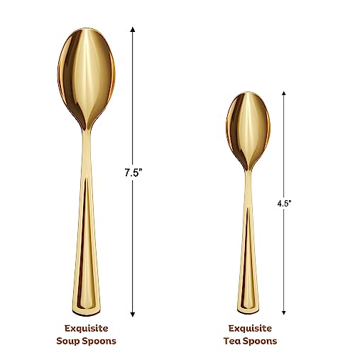 160 Pack Gold Plastic Tea Spoons Heavy Duty - Gold Disposable Silverware - Gold Plastic Silverware - Gold Spoons Disposable - Plastic Silverware Heavy Duty For Catering, Party, Weddings Exquisite #TOP1