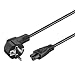 Produktbild Goobay 68004 90 Grad Stromkabel 1,8 Meter / Netzkabel mit Micky Maus Stecker / 90° abgewinkelter Schutzkontaktstecker auf IEC 320 C5 Buchse / 1,8m