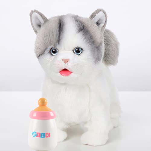 Electronic Interactive Cat British Shorthair Blue Simulation Cat-Realistic Handmade Toy Cat With Walking, Barking, Wagging Tail & Talking-Like Real Robotic Present Pet Toy For Toddler Kids Girls Boys #TOP3