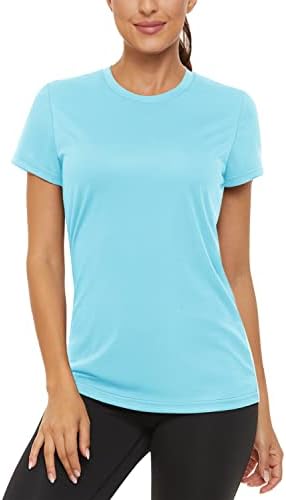 TACVASEN T-Shirts Women Short Sleeve Shirts UPF 50+ Sun Protection Casual Summer Shirt for Workout Running Lake Blue M