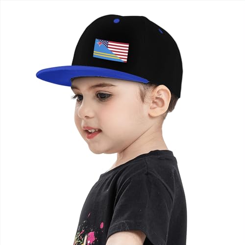 American Flag and Aruba Flag Children's Flat Brimmed Hip-hop Hat Flat Eave Sunscreen Duckbill Cap Headgear4