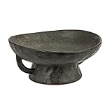 Creative Co-Op Stoneware Footed Pedestal Bowl with Handles, Reactive Glaze, Black