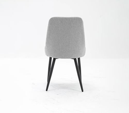 Image of Finch Fox Morris Glam Comfortable Fabric Upholstered Padded Living Room Side Dining Chair for Cafeteria Bedroom, Restaurents, Home, Office with Black Metal Legs in Light Grey Color (Set of 2)