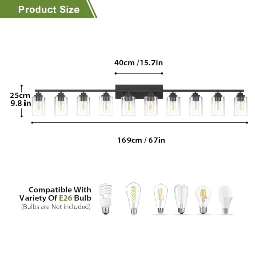 Image of Matte Black Bathroom Light Fixtures, 10-Light Vanity Lights over mirror