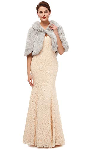 Women's Faux Fur Coat Shawl Shrug Wraps Stole For Evening Party2