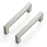 Ravinte 3 Pack Kitchen Cabinet Hardware - 4-1/2 Inch Square Cabinet Handles - Satin Nickel & Brushed Nickel Drawer Pulls