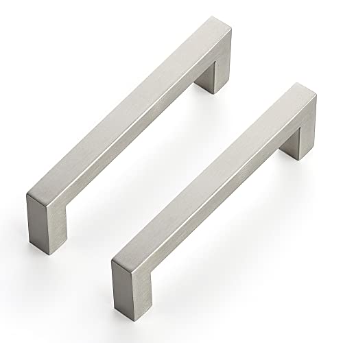 Image of Ravinte 32 Pack 4-1 /2 Inch Kitchen Square Cabinet Handles Satin Nickel Pulls Brushed Nickel Kitchen Cabinet Hardware Handles for Cupboard Drawer Pulls