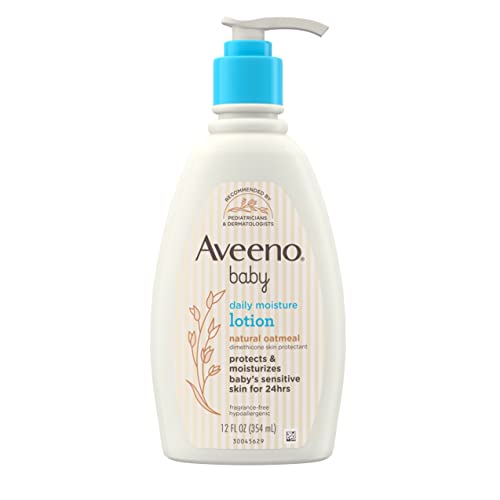 Image of Aveeno Baby Daily Moisture Body Lotion for Delicate Skin, Natural Colloidal Oatmeal & Dimethicone, Hypoallergenic Moisturizing Baby Lotion, Fragrance-, Phthalate- & Paraben-Free, 12 fl. oz
