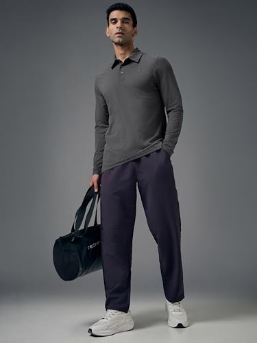 Image of TECHNOSPORT Mens Slim Fit Solid Full Sleeve Cotflex Polo T-Shirt for Regular and Casual Uses