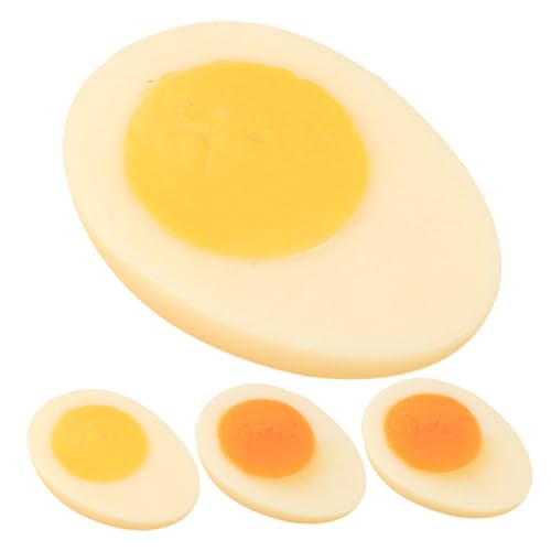 Vaguelly 4pcs Fake Food for Photography Egg Prop Fake Eggs Egg Slices Model Fake Food for Props Faux Egg Food Prop Eggs Realistic Food Props PVC Artificial Salted Eggs Student