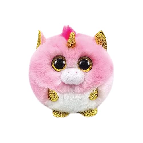 TY - Peluche - Puffies - Unicorno - Fantasia - Rosa - Unicorno con occhioni e Corno Dorati Glitterati - Le Palline Beanie di Peluche morbide e coccolose - 10 Cm - 42508