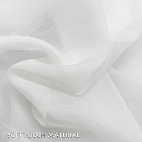 Lelehome ASCOTVALANCE Sheer Voile Ascot Curtain Valance 3 Panels With Beaded Tassel Rod Pocket Drapes Window Treatment thumb #3