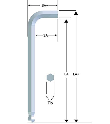 Ball End Hex Key, Tip Size 1/8 in.