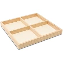 DIY Square Wooden Divided Serving Tray 10 x 10-inch, Pack of 5 4-Section Candy Tray for Vegetable & Fruit Party Platters, by Woodpeckers