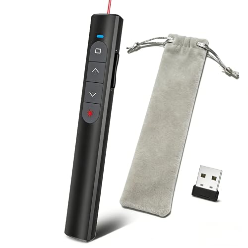 KEUPOK Pointeur Laser PowerPoint, Télécommande De Présentation Sans Fil Longue Portée, Pointeur Laser Puissant Plug-And-Play, Avec 1 Pochette De Rangement