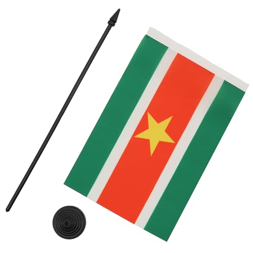 AZ FLAG Suriname Table Flag 5'' x 8'', Surinamese Office Decoration 100% Polyester 21 x 14 cm - Image 3