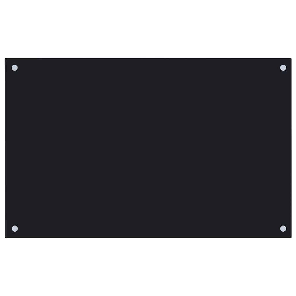 Tempered Glass Kitchen Backsplash 31.5"x19.7" Black Heat-Proof Splash Guard Easy Mount Scratch-Resistant Wall Panel