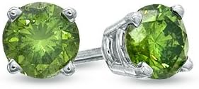 Round Green Diamond stud AAA Quality in White Gold & Yellow Gold, 0.04 ct - 2.00 ct, (IGI Certified from 0.70 ct & above)