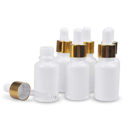 Glass Eye Dropper Bottle 12pcs White Porcelain Glass Essential Oil Dropper Bottles With Gold Lids And White Rubber 15ML Portable Empty Refillable Glass Essential Oil Dropper Bottles