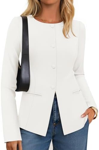 ZESICA Womens Business Casual Blazers Fall Long Sleeve Button Suit Jackets Office Work Outfits Fitted Blazer Clothes 2026