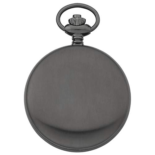 Image of Gotham Men's Railway Classic Gunmetal Stainless Steel Analog Quartz Day /Date Hunter Pocket Watch # GWC14110BGX