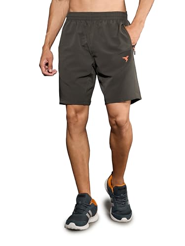 Image of TECHNOSPORT Men Solid Slim Fit Sports Shorts Techno LITE UPF50+ Polyester Mid Rise Drawstring Shorts Pant for Men Gym Workout Running Cricket Casual Quick Dry