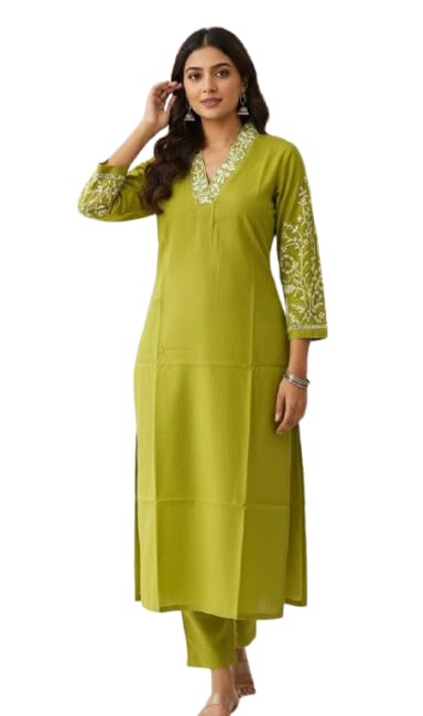 Image of Cotton Kurta Set for Women | Kurta with Pant Casual Ethnic Outfit