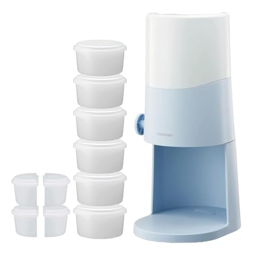 【製氷カップ8個増量】電動ふわふわとろ雪 かき氷器 ブルー｜DTS-B5BL+ 製氷カップ HS-19M ×4個+ HS-19HF ×4個 | 電動 かき氷器 ふわふわ とろ雪 刃の高さ調節機能付 コンパクト収納 分解洗浄可 レシピ付 ドウシシャ（Amazon）