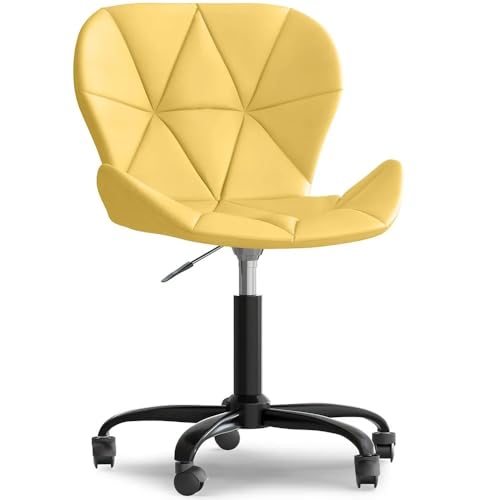 Image of Amazon Brand - Umi Home Swivel Height-Adjustable Faux Leather Office Computer Study Desk Chair for Salon, Spa in Yellow Color
