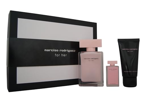 Narciso Rodriguez For Her Eau de Parfum - Set de regalo de 50 ml (contiene 50 ml de EDP, loción corporal de 50 ml y miniatura de 7,5 ml)