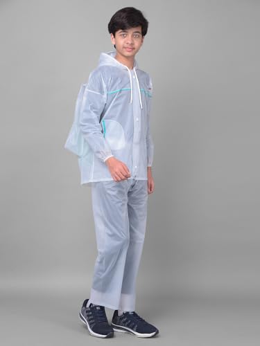 Image of Dollar Kids Waterproof PVC Raincoat Jacket & Pant Set | Zipper & Button Closure | Adjustable Hood & Pocket | Lightweight Full Body Rainwear Suit for Boys & Girls