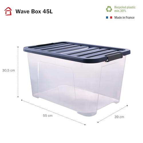 Boîte de rangement plastique transparent contre le désordre Wave Box
