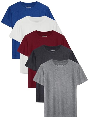 JORHIG 5 Pack Boys Shirts Youth Athletic Dry-Fit T-Shirt Short Sleeve Boys' Activewear Tops for Youth Teens Set B 12-14Y