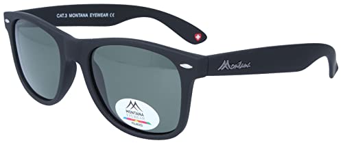 Gafas de sol polarizadas unisex Montana Eyewear MP1A-XL de plástico mate en negro y verde