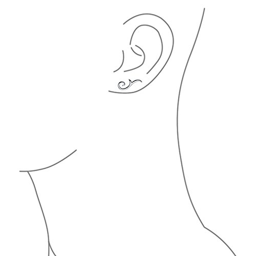 Minimalist Geometric Tribal Scroll Ear Pin Crawlers Climbers Earrings For Women For Teen .925 Sterling Silver #TOP1