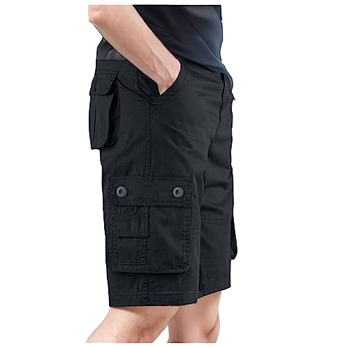 QJDFLL 2026 Salopette avec -Pocket et Pantalon de Couleur Loisirs Mode Hommes Solides Pantalons d été pour(Le Noir,L)